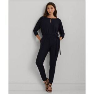 Ralph Lauren Jumpsuit Womens XS Jersey Belted Dolman Sleeve Careerwear Workwear
